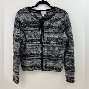PURE Collection Sweater Cardigan Black Grey 8/10
